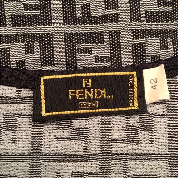 FENDI FF Monogram Black Grey Logo Print Top IT 42 (equiv. 4 US) - Picture 4 of 6